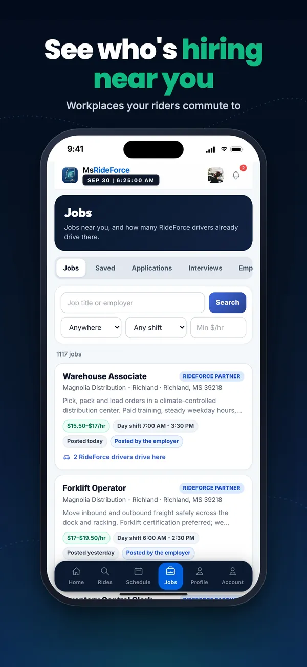 RideForce Driver screenshot 10 of 10: Jobs