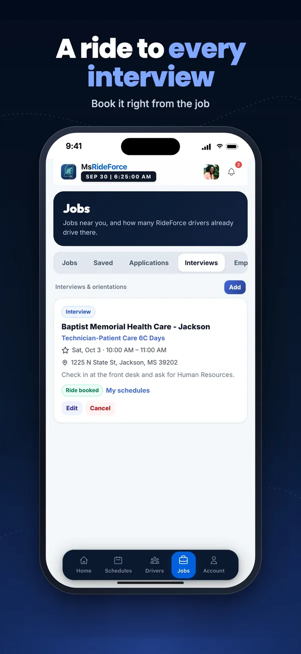 RideForce Worker screenshot 5 of 10: Rides to interviews