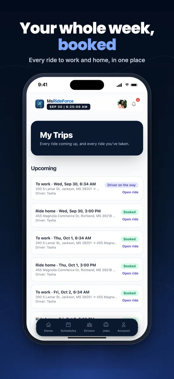 RideForce Worker screenshot 6 of 10: Your trips