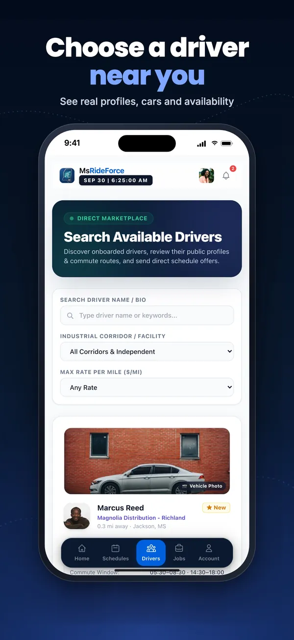 RideForce Worker screenshot 8 of 10: Find drivers near you